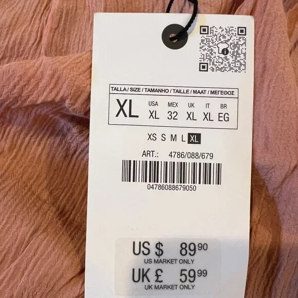 NWT Zara Coral Sequined Chiffon Midi Skirt, Size XL - Picture 16 of 16